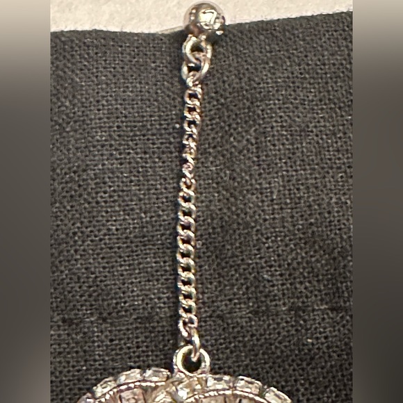 Authentic Chanel Crystal Chain CC Logo Dangle Drop Earrings - Picture 3 of 12